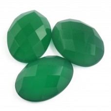 Green onyx 18x13mm oval rosecut flat back 8.03 ct gemstone